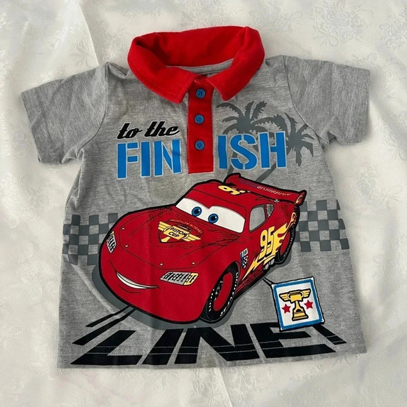 Disney Pixar Cars Lightening  McQueen Collared T-Shirt Graphic Print 12-18M Boys - Picture 1 of 5